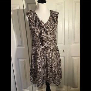 Sunny Leigh Ruffle Sheer Fit and Flare Dress Petite Medium